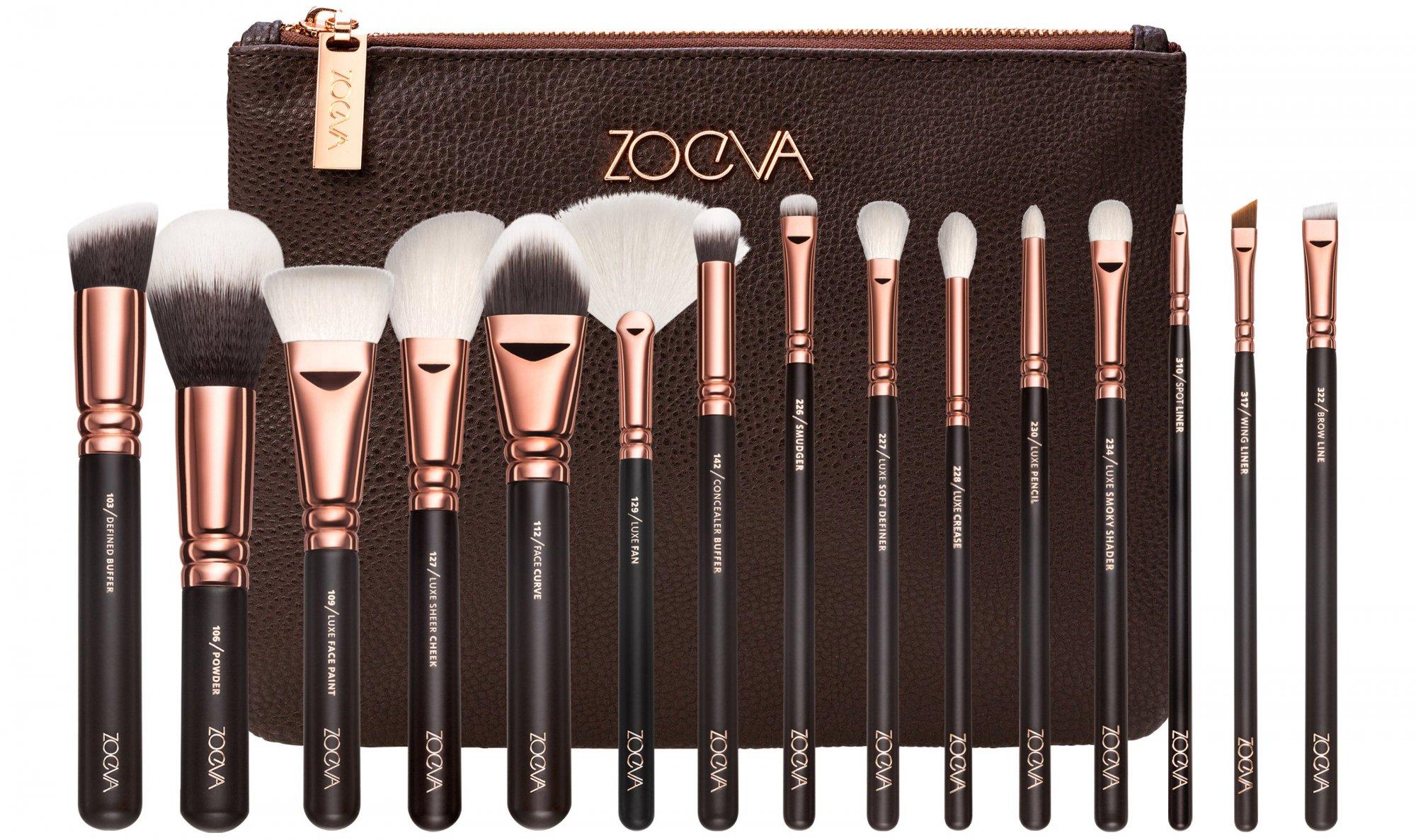 Zoeva 15 Pieces Makeup Brush Set - Black and Golden