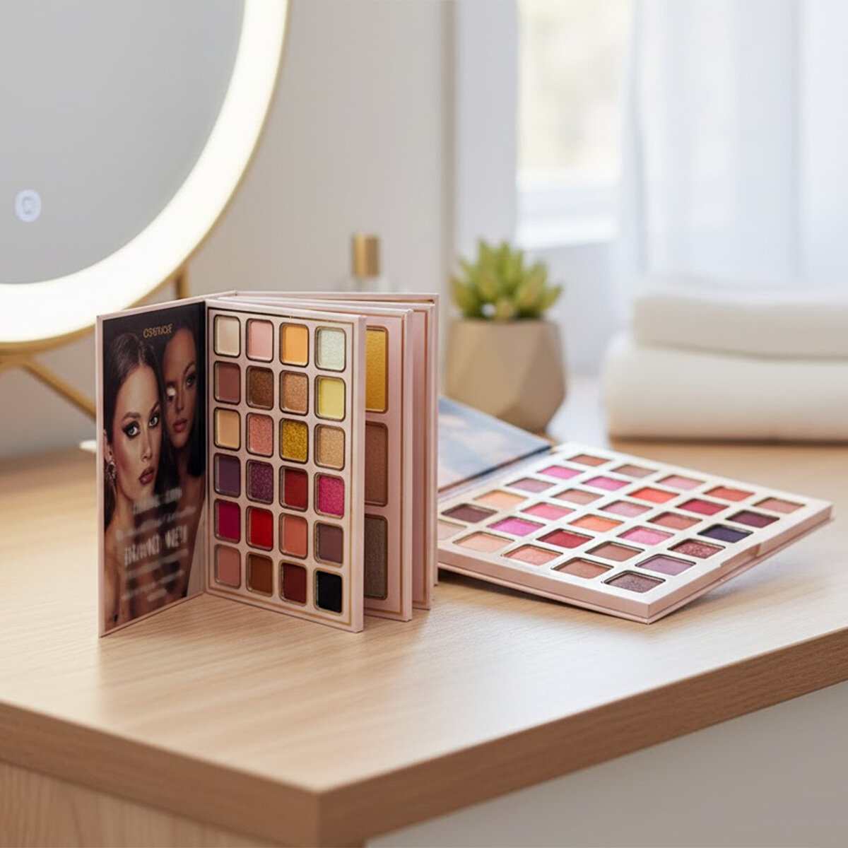 GOODCO 5-in-1 Makeup Book Kit: Comprehensive Palette with All-in-One Glitter & Matte Eyeshadows, Highlighter, Blush, Contour, Lip Colors, and Eyebrow Enhancers (Multicolor)