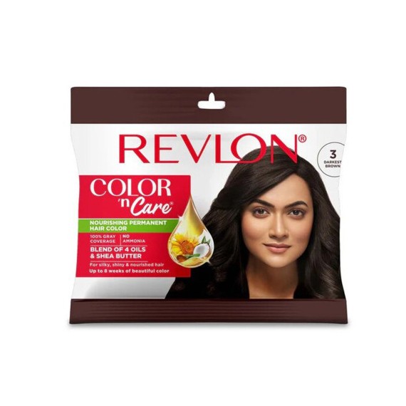 REVLON COLOR ‘N CARE – NOURISHING PERMANENT HAIR COLOR (DARKEST BROWN ) 20 GM (SACHET PACK)