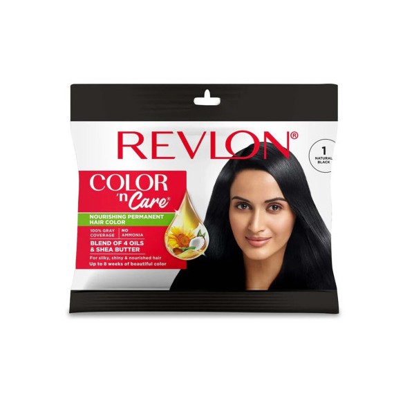 REVLON COLOR ‘N CARE – NOURISHING PERMANENT HAIR COLOR (NATURAL BLACK) 20 GM (SACHET PACK)
