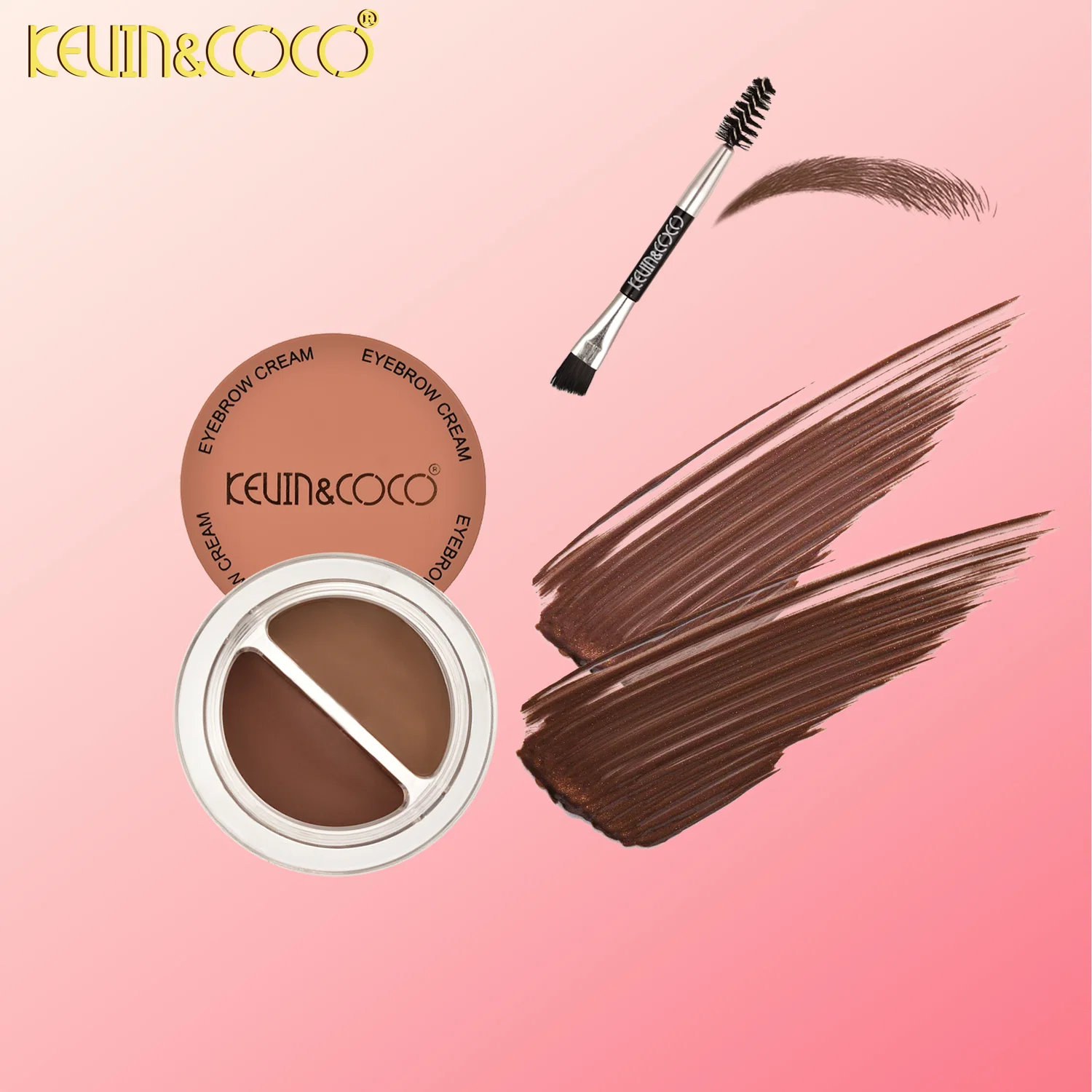 Kevin & Coco Two-Tone Eyebrow Cream 01 Dark Brown