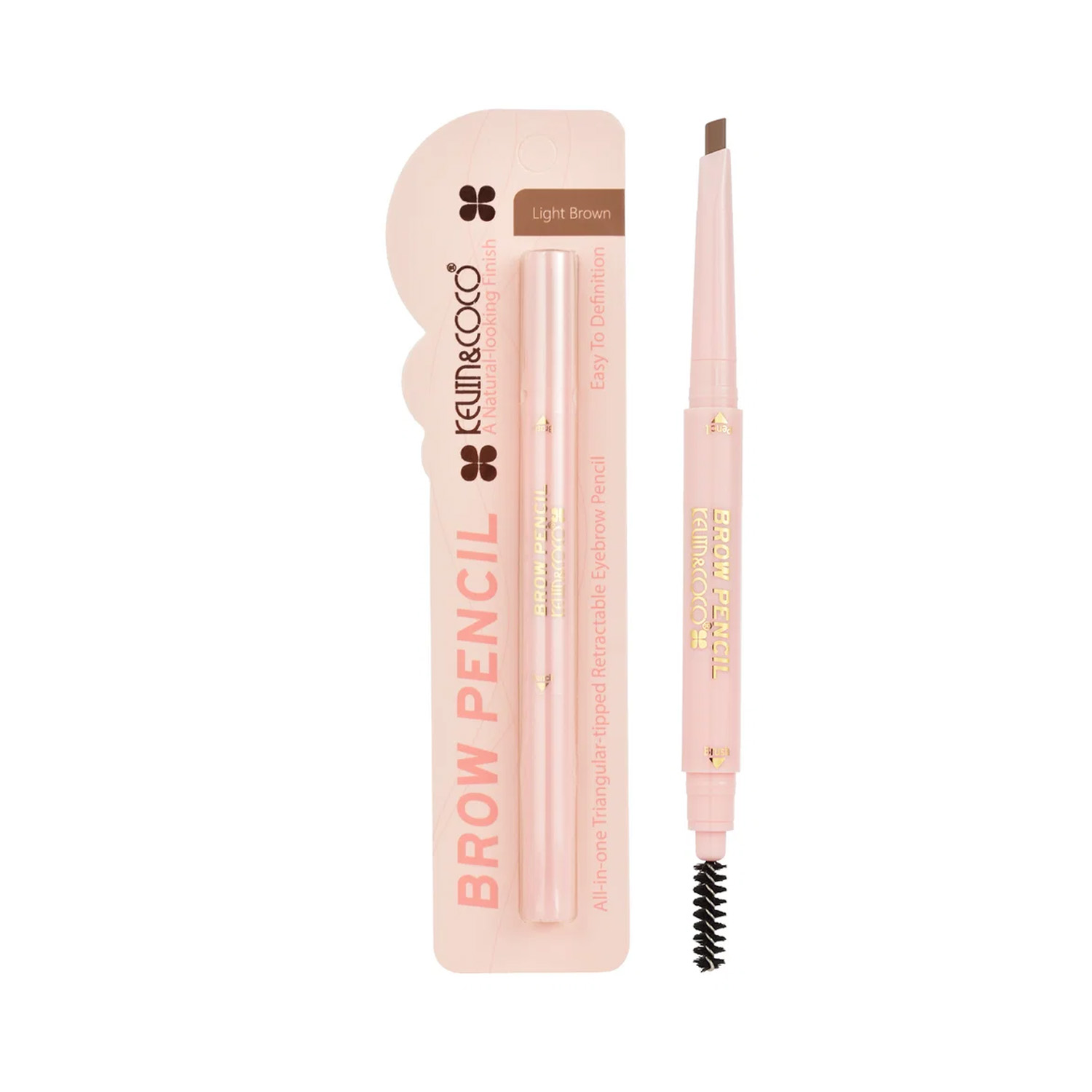 Kevin & Coco All-in-1 Triangular Tipped Retractable Eyebrow Pencil -Light Brown