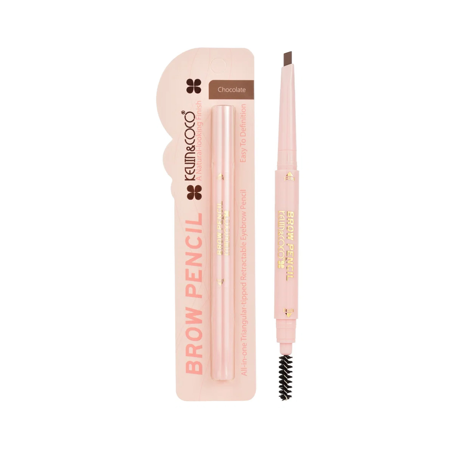 Kevin & Coco All-in-1 Triangular Tipped Retractable Eyebrow Pencil -Chocolate