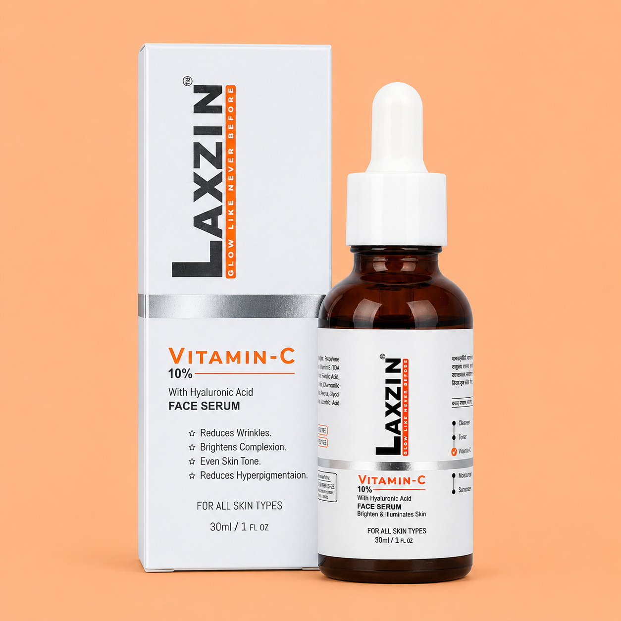 Laxzin Vitamin - C 10% With Hyaluronic Acid Face Serum 30ml